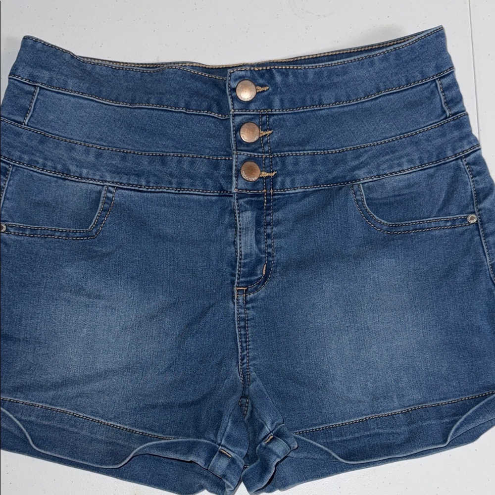 Tinseltown Blue High-Waisted Denim Shorts